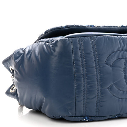 Chanel Nylon Quilted Tweed Stitch Bubble Accordion Flap Blue 9 of 10
