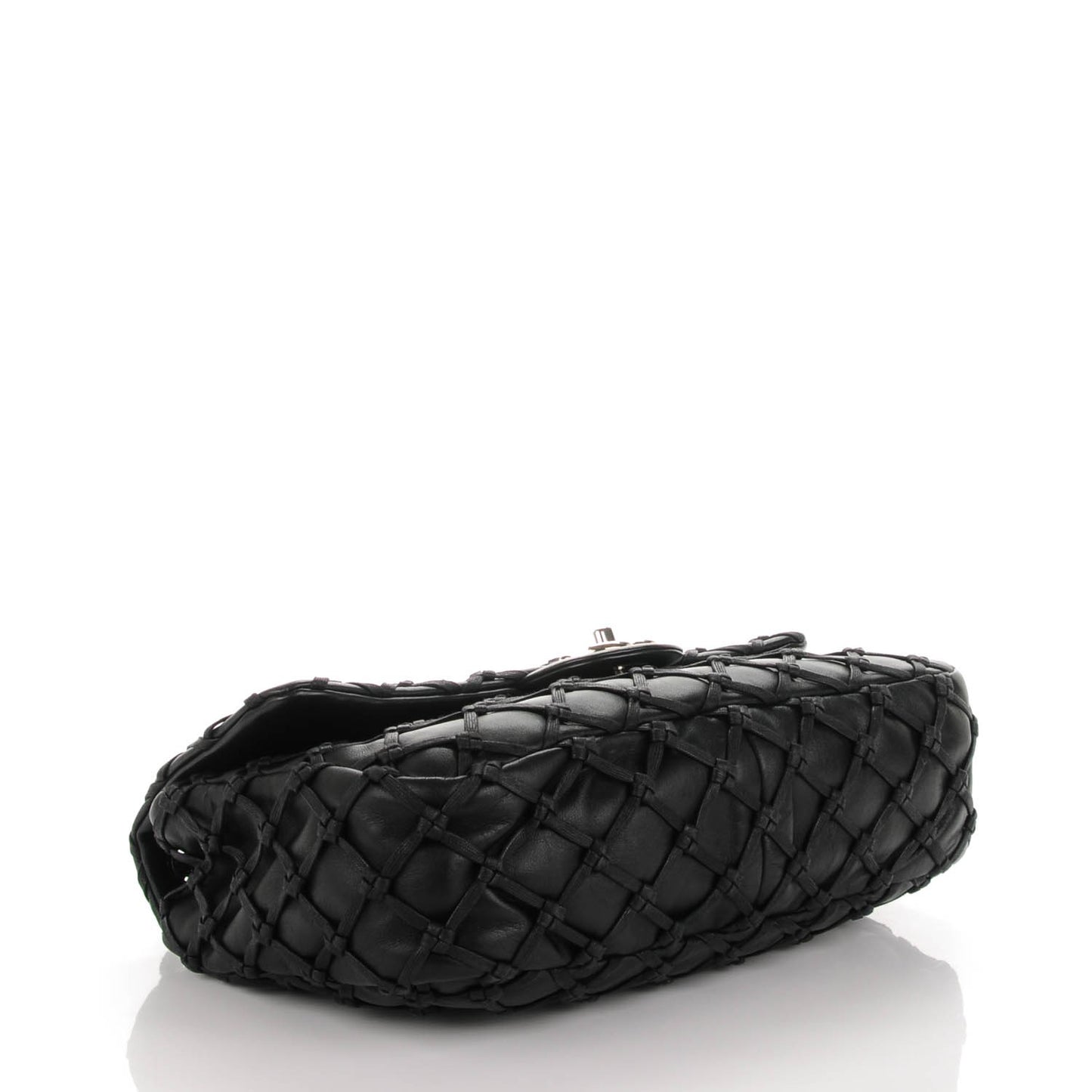 Lambskin Jumbo Canebiers Net Flap Black