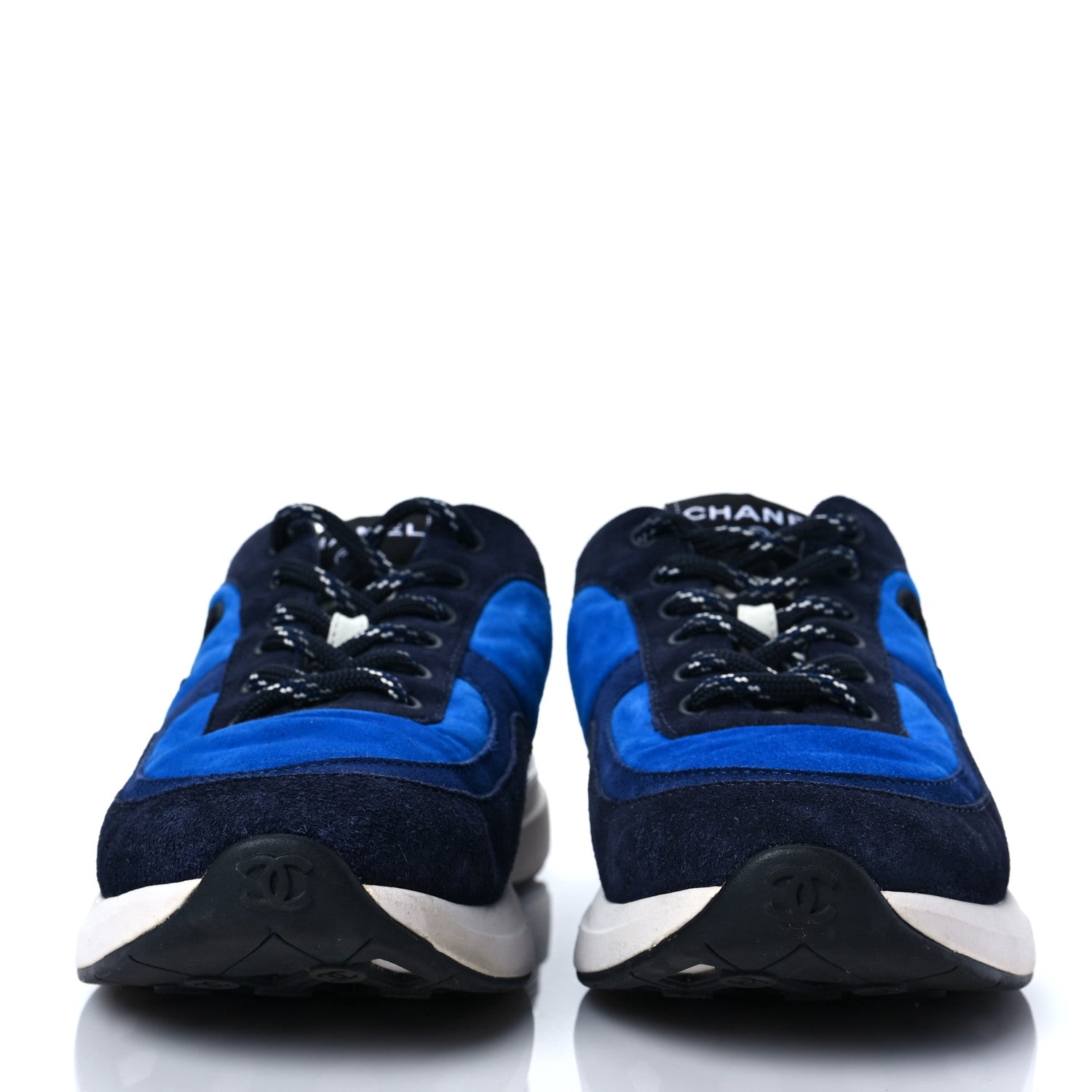 Chanel Suede Calfskin CC Sneakers 38 Blue Navy Dark Navy 2 of 8