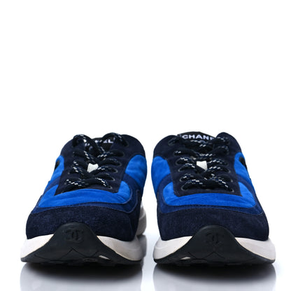 Chanel Suede Calfskin CC Sneakers 38 Blue Navy Dark Navy 2 of 8