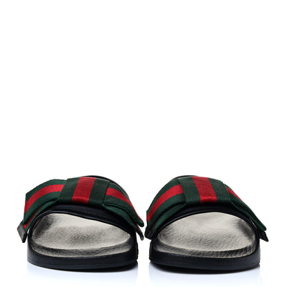 Gucci Satin Web Bow Slide Sandals 36 Black 2 of 5