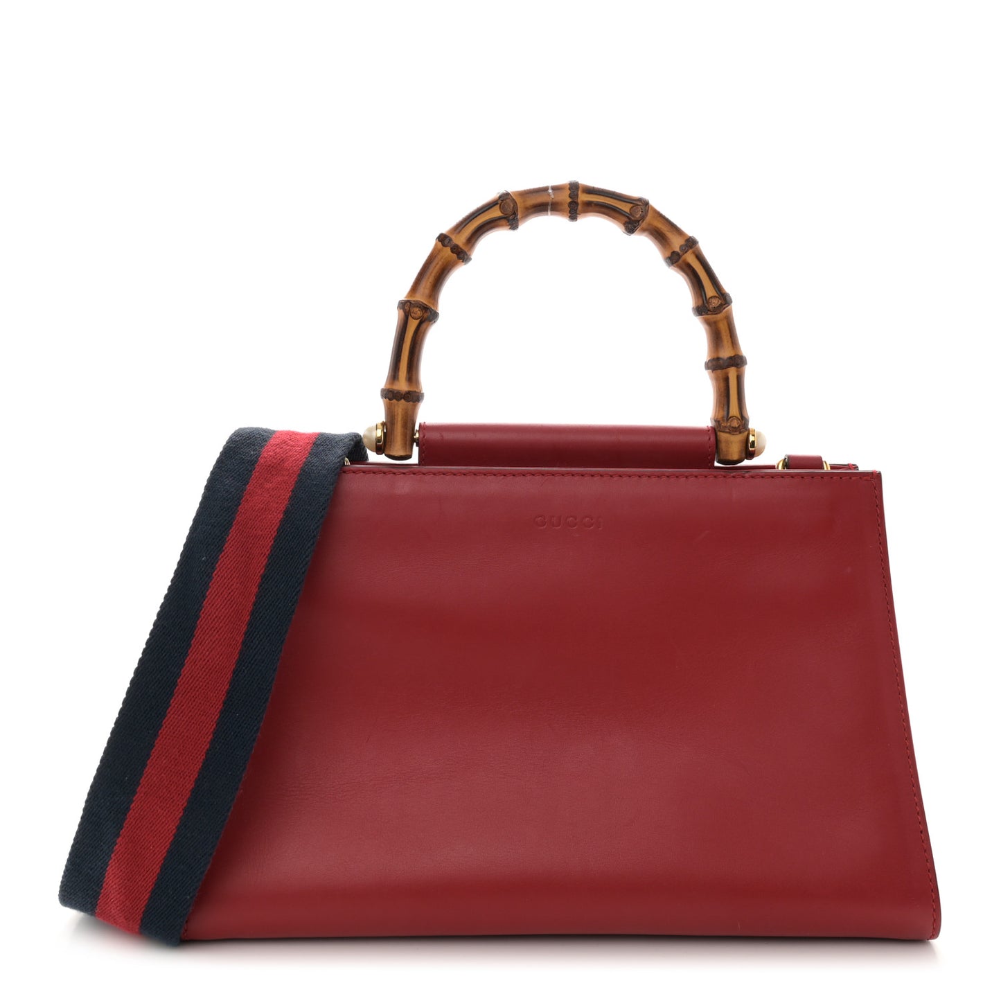 Nappa Bamboo Web Small Nymphaea Top Handle Bag Hibiscus Red