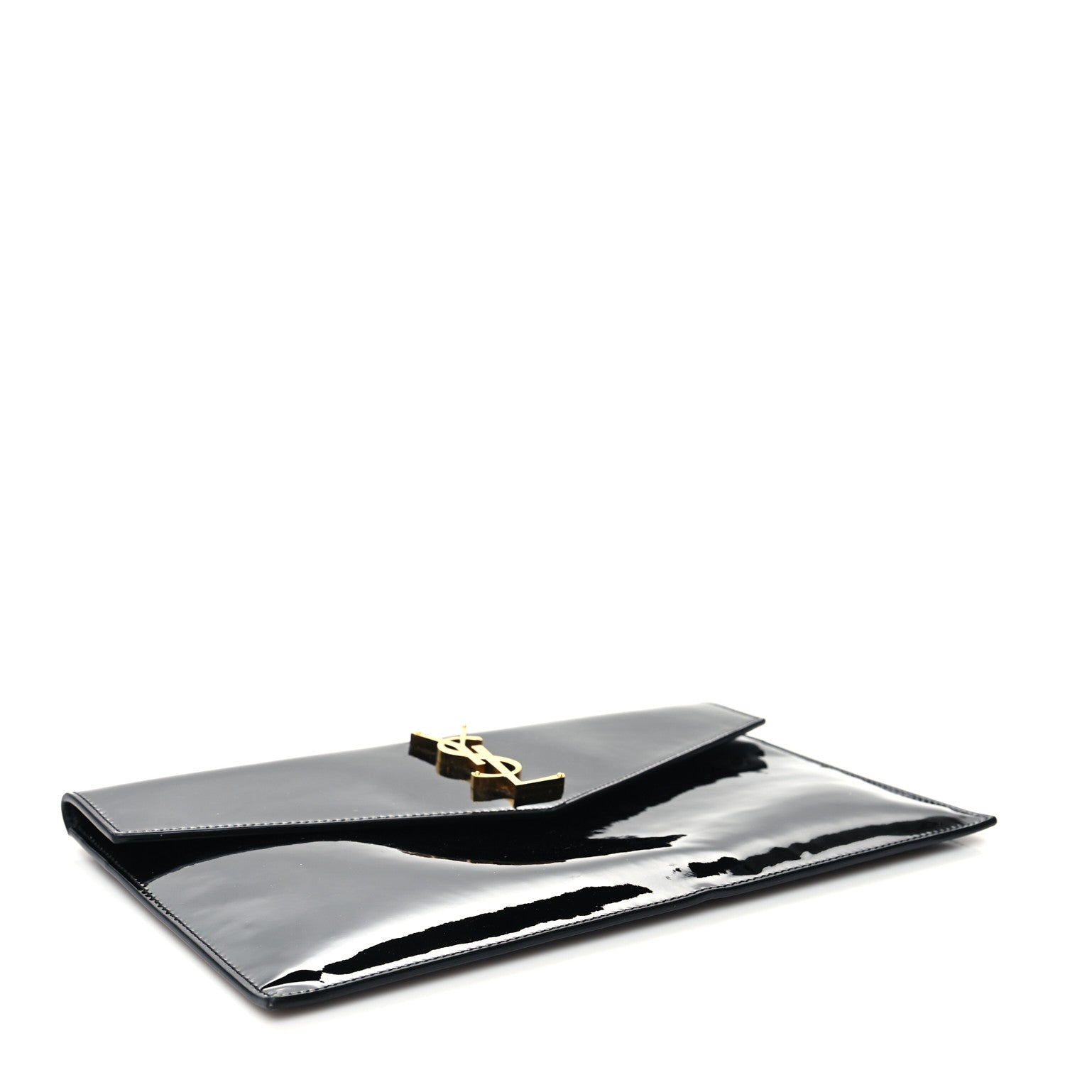 Saint Laurent Patent Calfskin Monogram Uptown Clutch Black 4 of 12