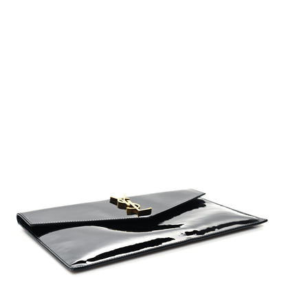Saint Laurent Patent Calfskin Monogram Uptown Clutch Black 4 of 12