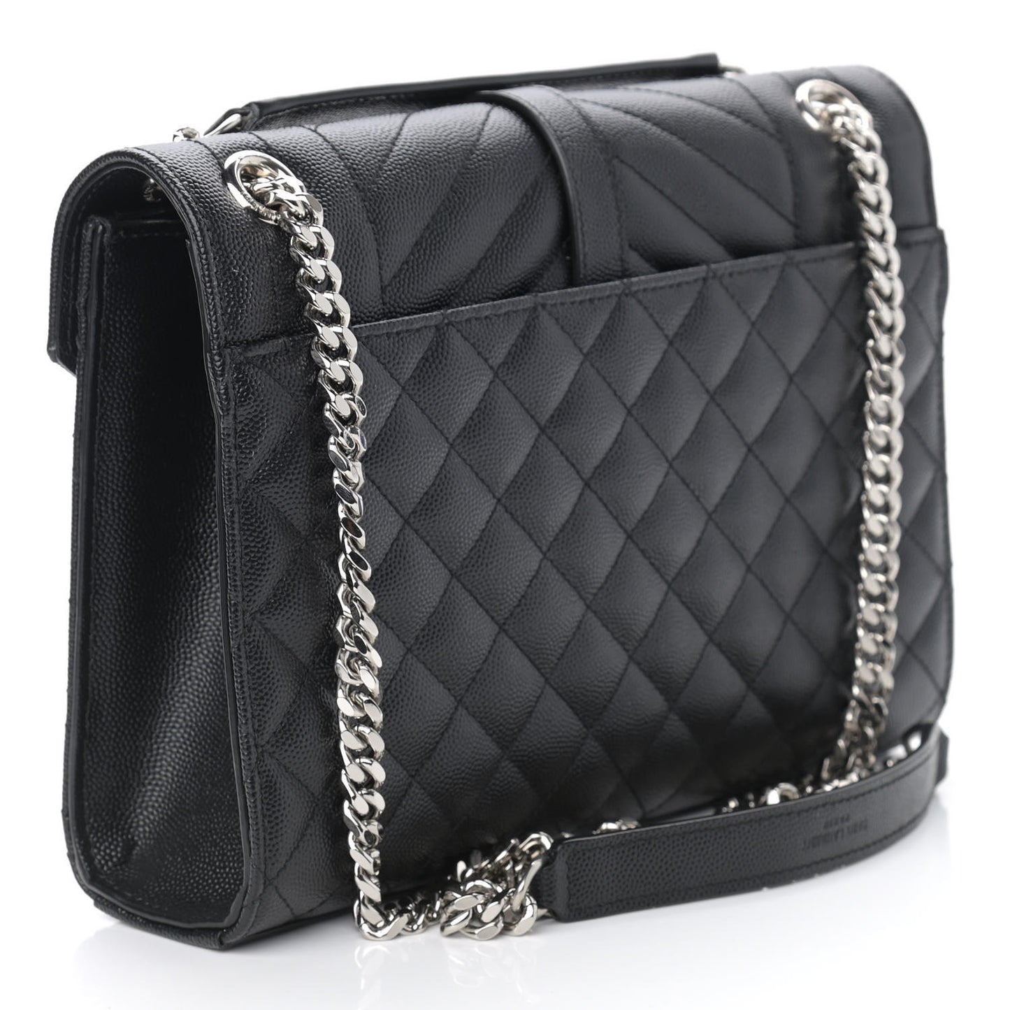 Grain De Poudre Textured Mixed Matelasse Triquilt Medium Monogram Satchel Black