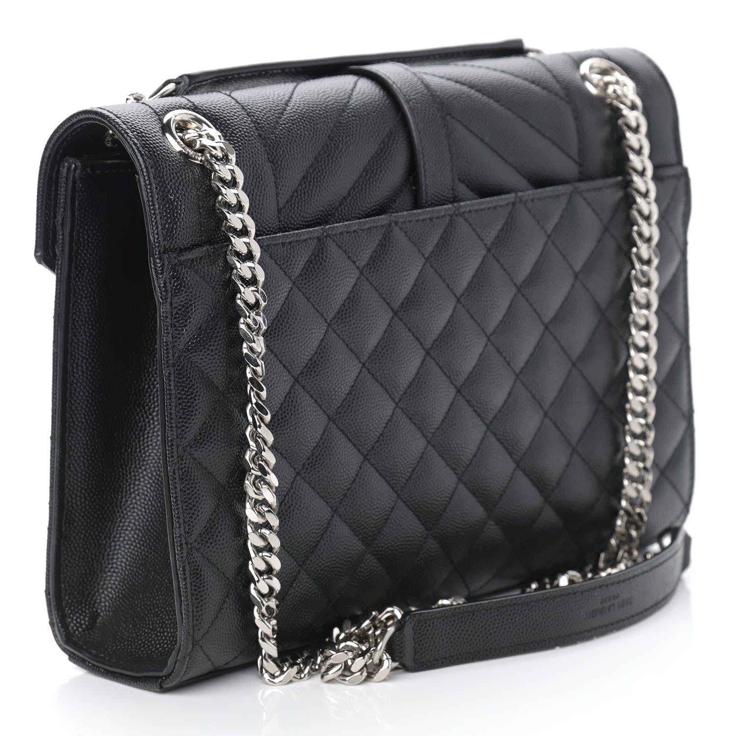Saint Laurent Grain De Poudre Textured Mixed Matelasse Triquilt Medium Monogram Satchel Black 3 of 10