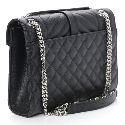 Saint Laurent Grain De Poudre Textured Mixed Matelasse Triquilt Medium Monogram Satchel Black 3 of 10