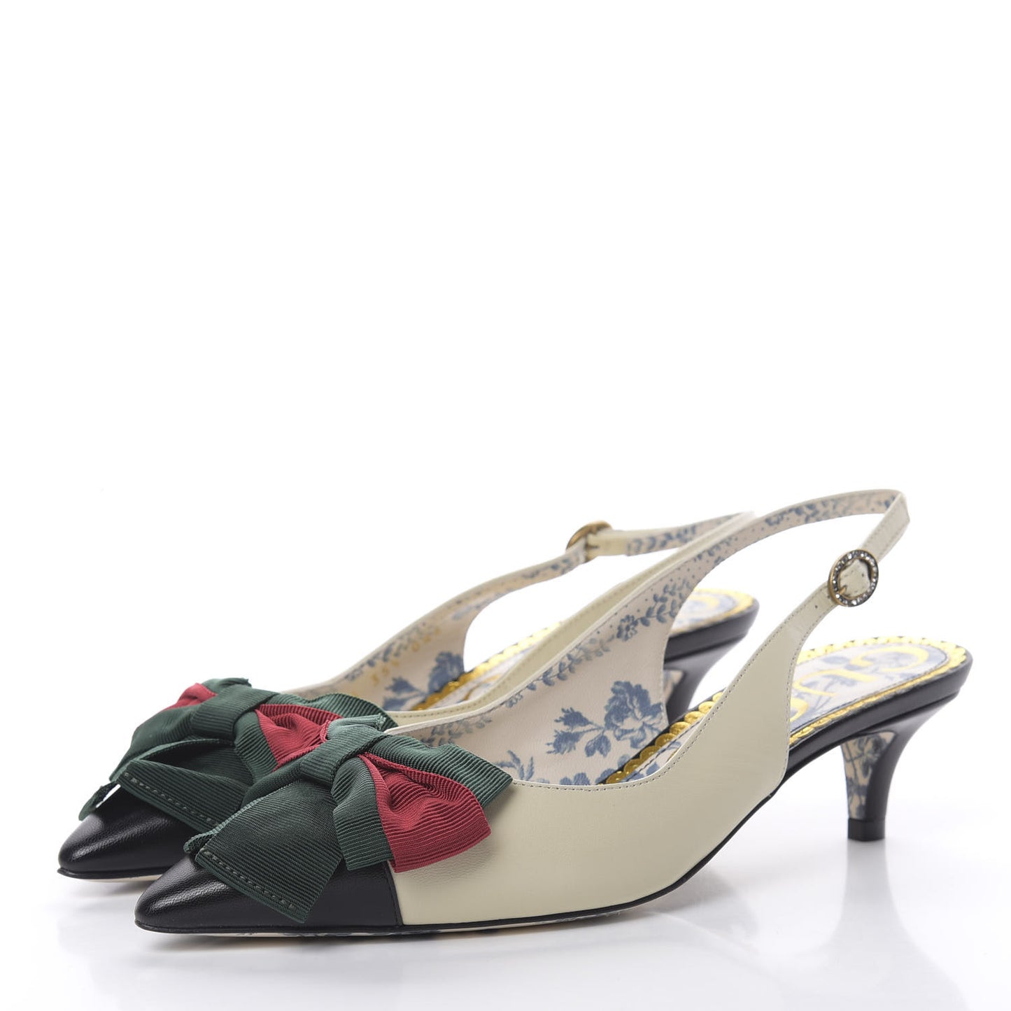 Malaga Kid Web Bow Jane Low Heel Slingback Pumps 35.5 Off White