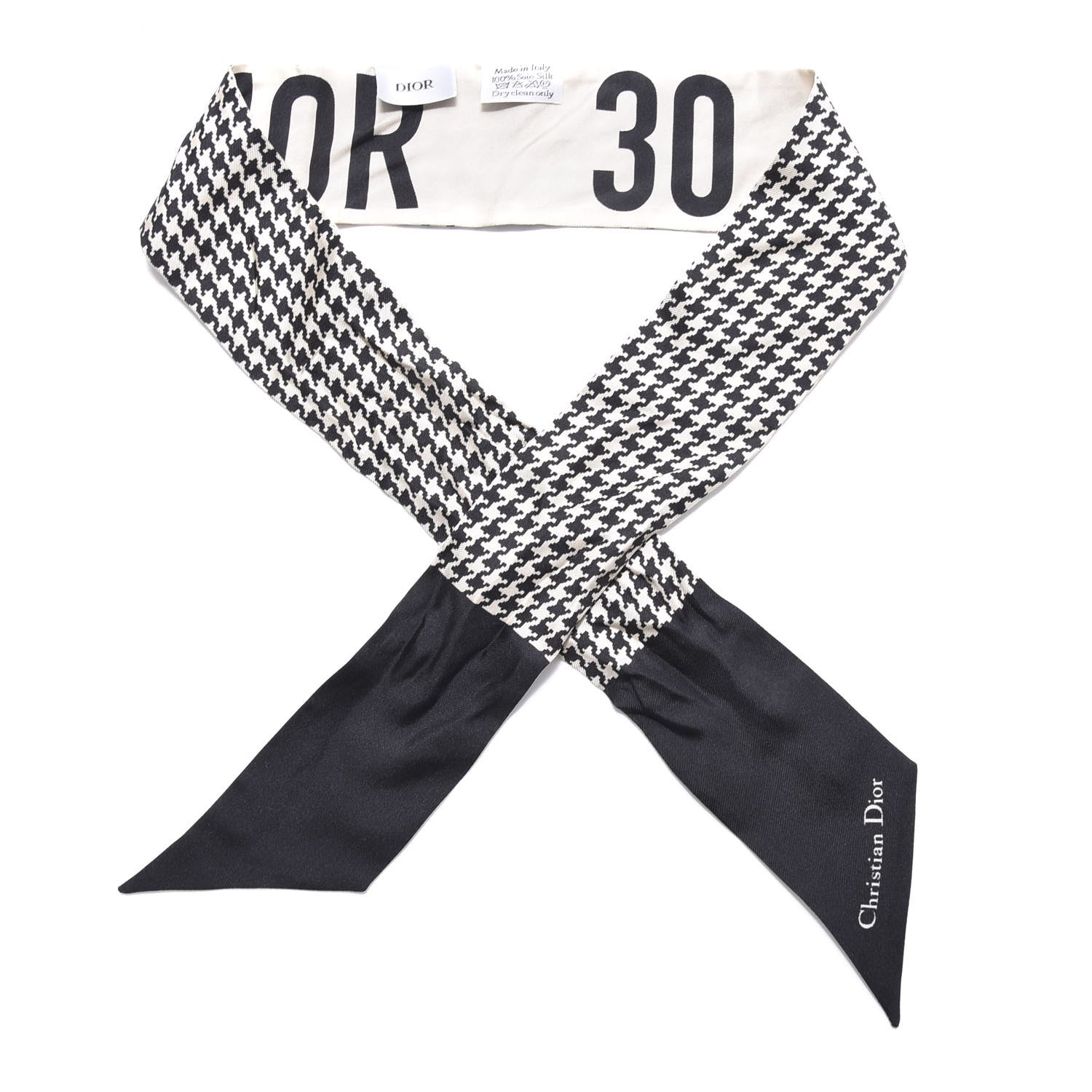 Christian Dior Silk 30 Montaigne Mitzah Scarf Black White 1 of 3