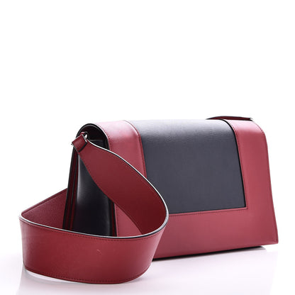 Celine Shiny Smooth Calfskin Medium Frame Shoulder Bag Red Navy 3 of 9