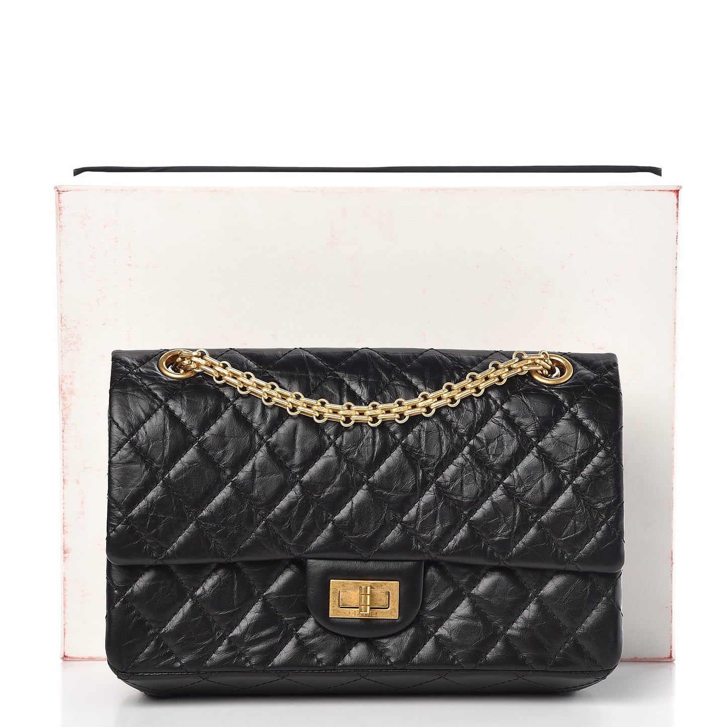 Aged Calfskin Quilted 2.55 Reissue 225 Flap Black