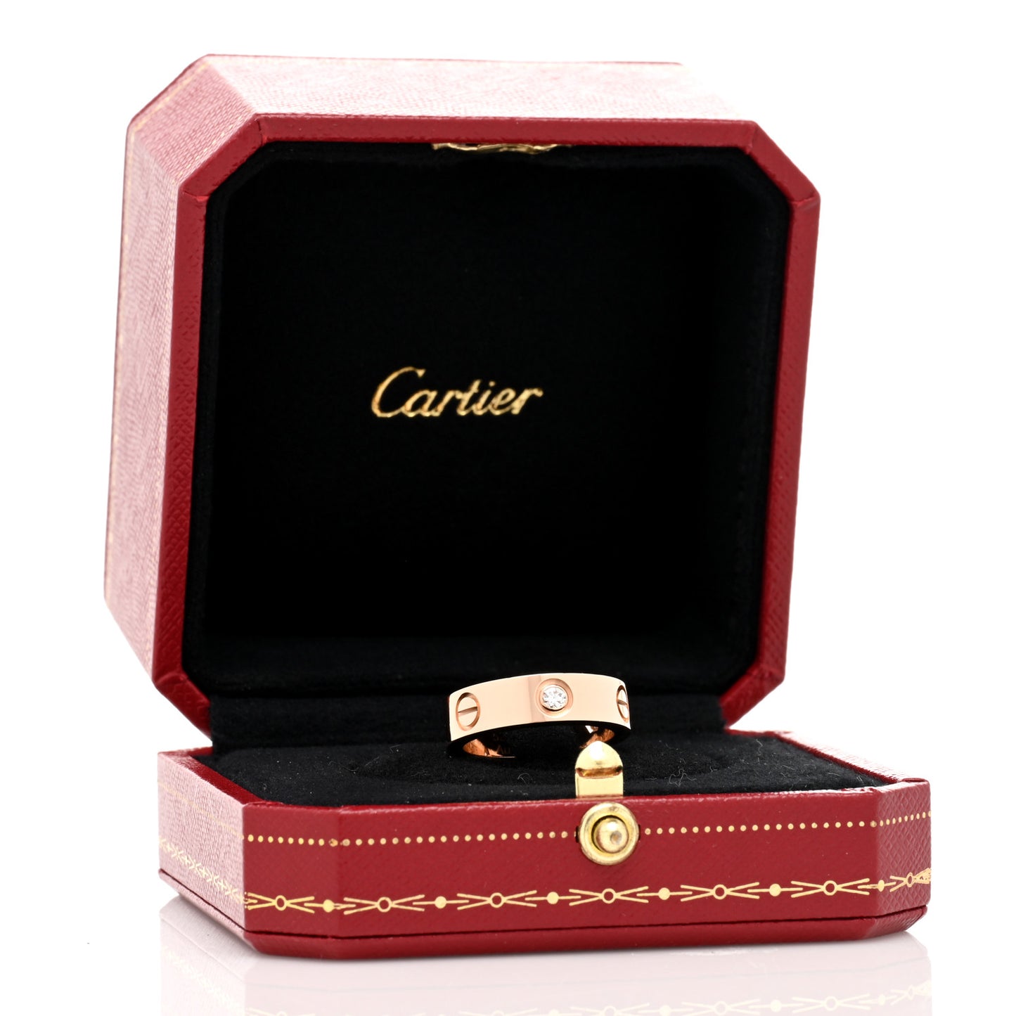 18K Pink Gold 3 Diamond 5.5mm LOVE Ring 52 6