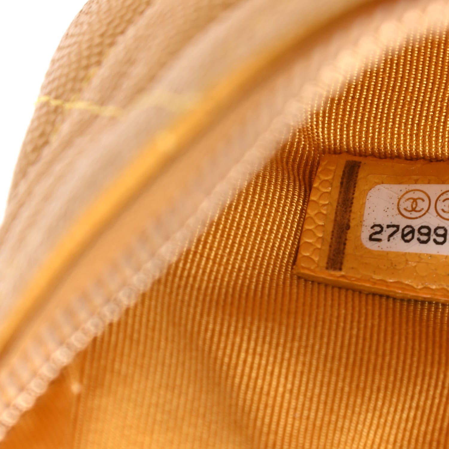 Chanel Caviar Quilted Small Cosmetic Case Yellow 7 of 8