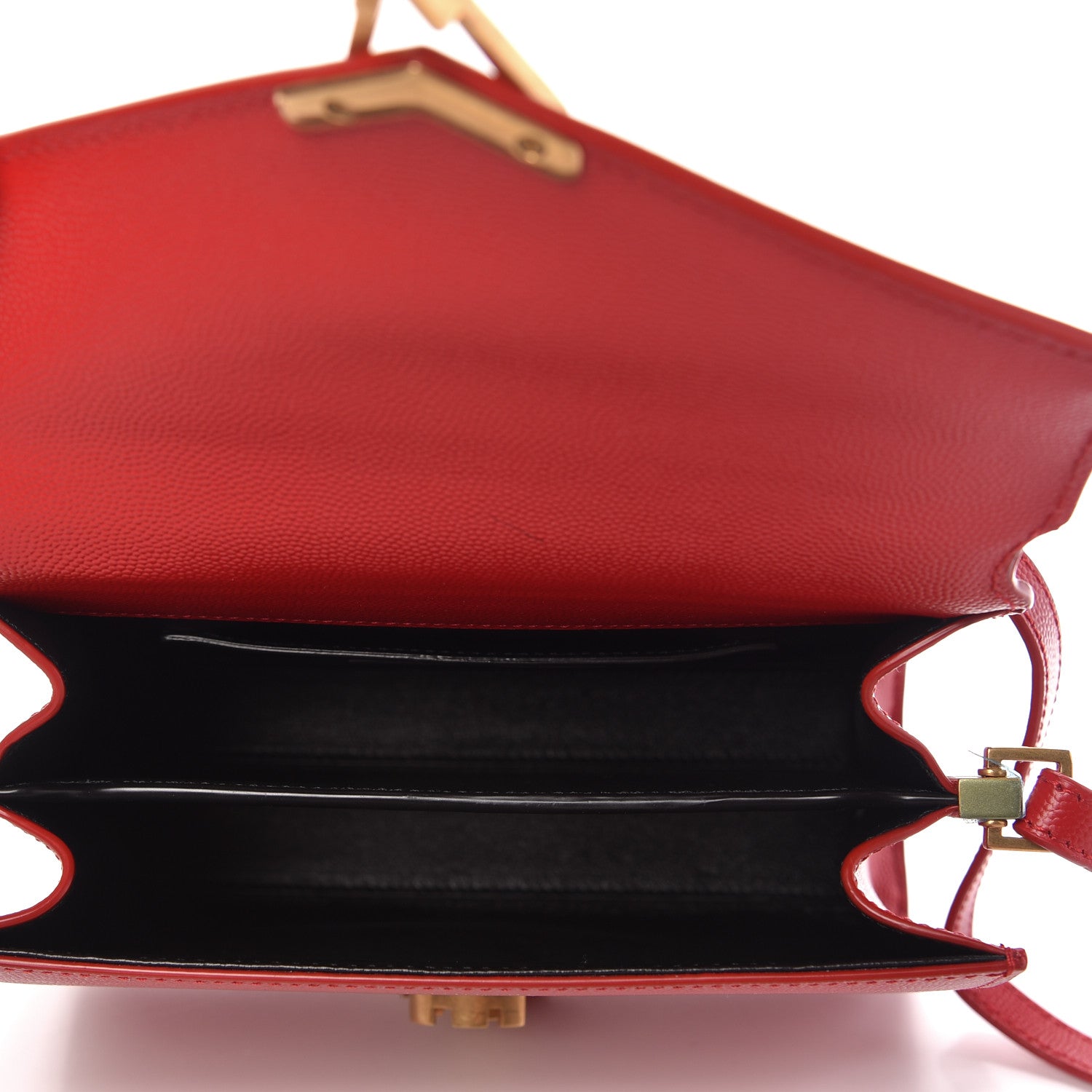 Saint Laurent Grain de Poudre Mini Classic Monogram Cassandra Top Handle Red 5 of 8