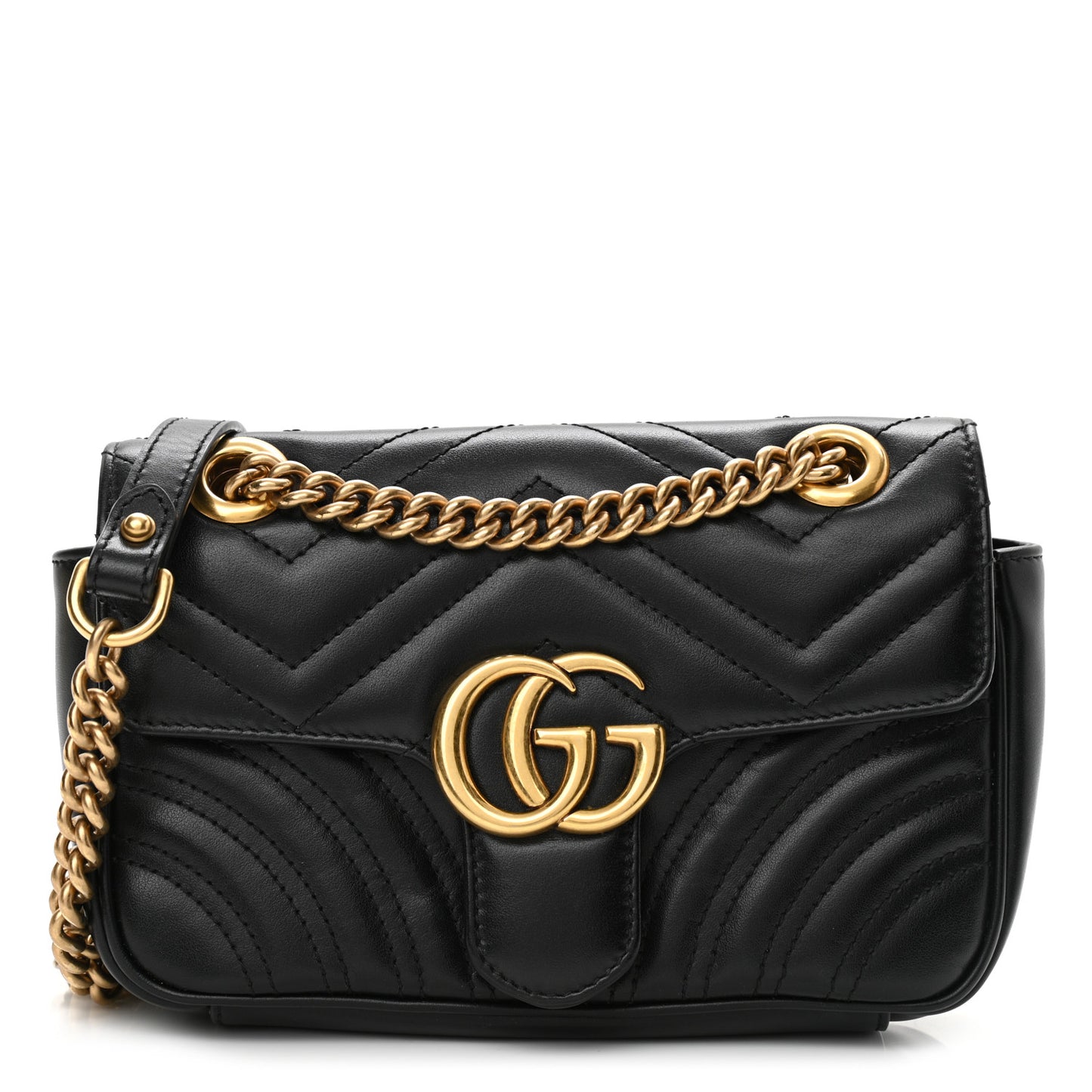 Calfskin Matelasse Mini GG Marmont Shoulder Bag Black
