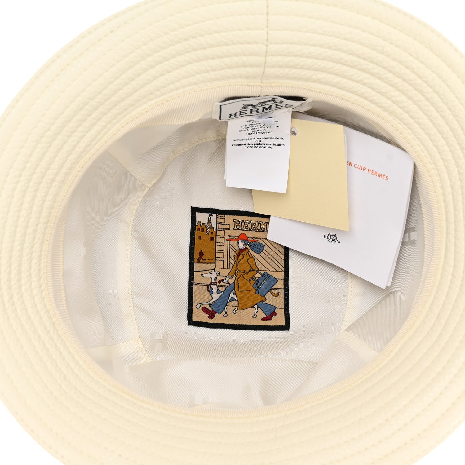 Hermes Cerf Lourd Calvi Bucket Hat 57 White Casse 6 of 7