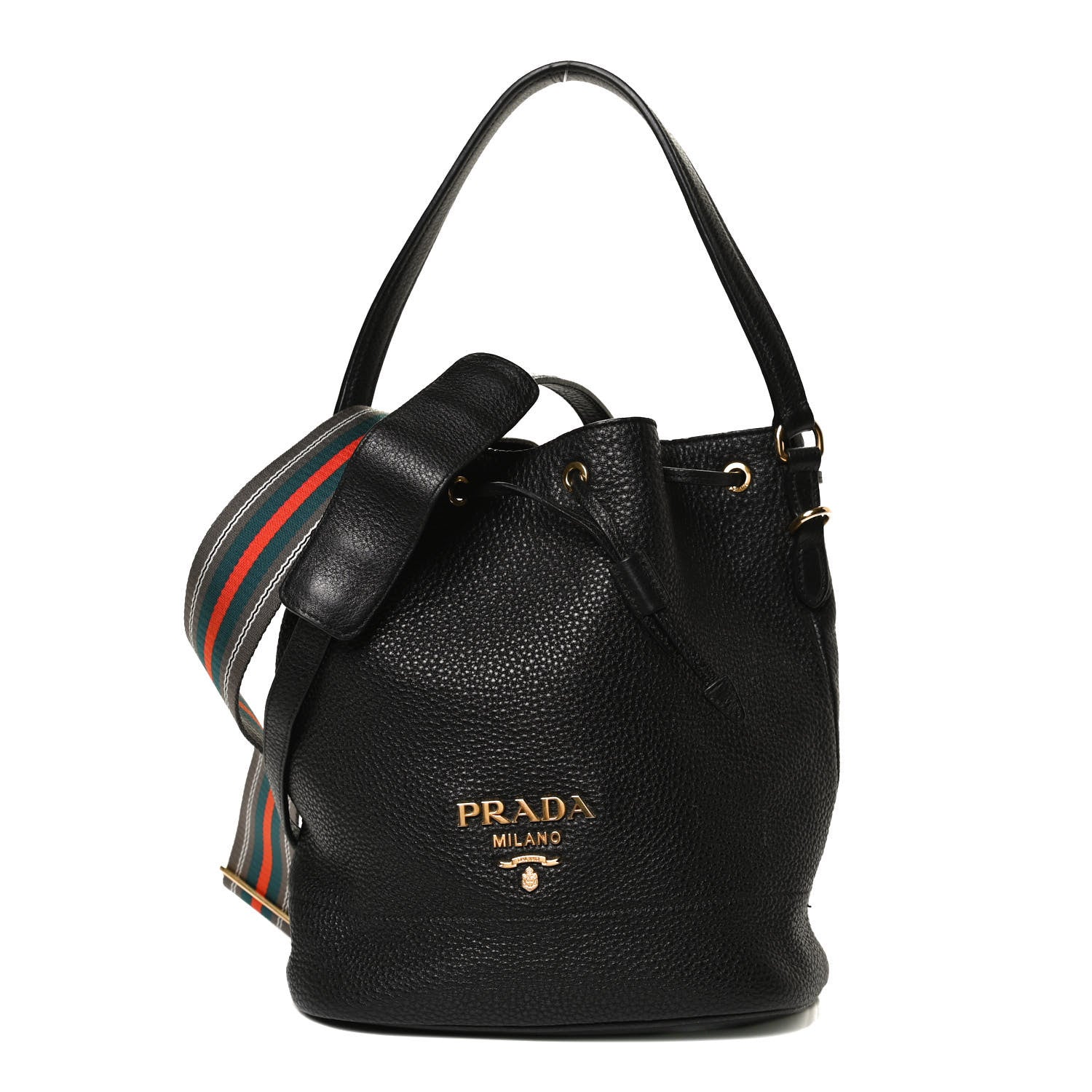 Prada Vitello Daino Bucket Bag Black 1 of 9