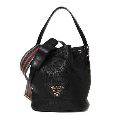 Prada Vitello Daino Bucket Bag Black 1 of 9
