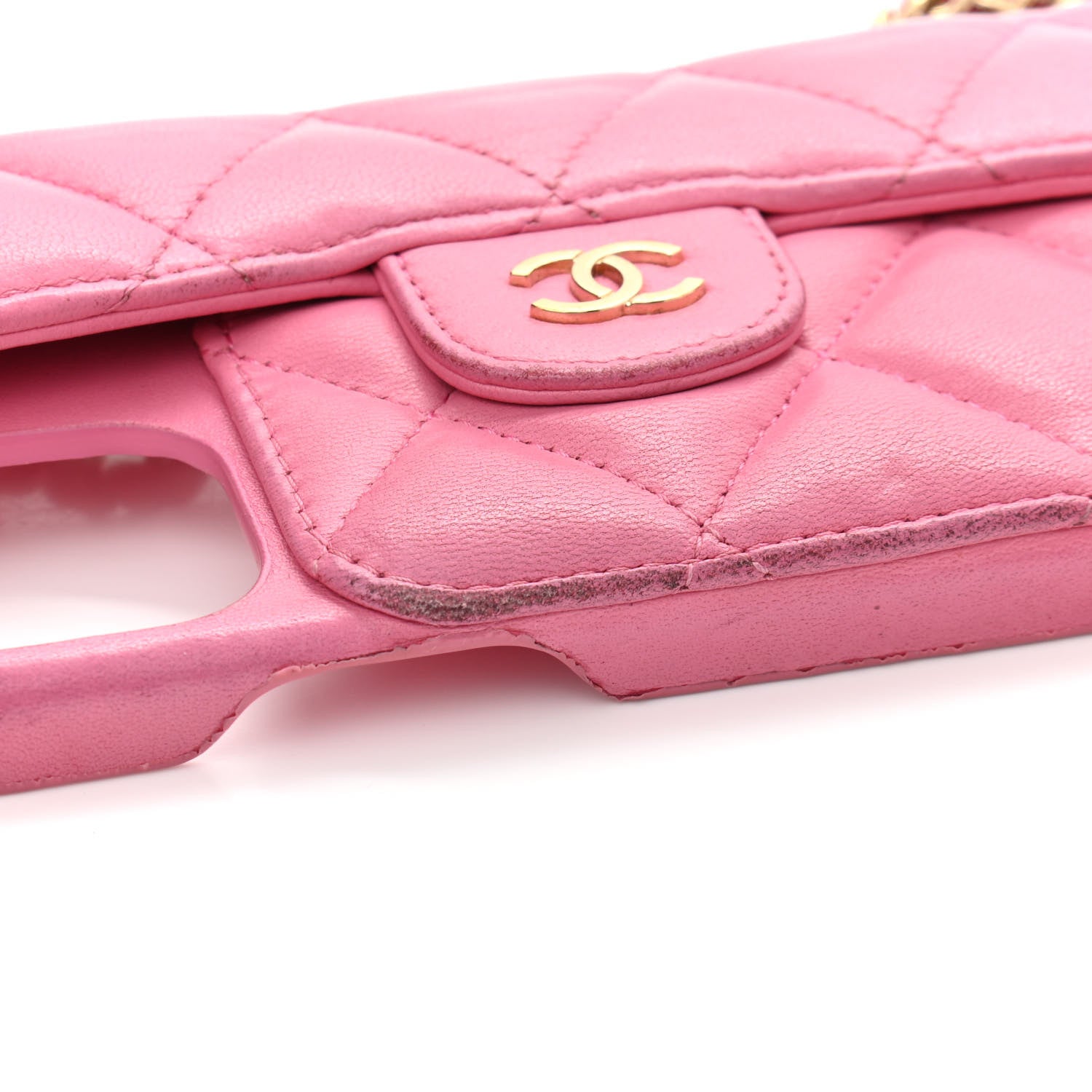 Chanel Lambskin Quilted Pearl Crush iPhone XII Pro Holder With Chain Pink 8 of 16