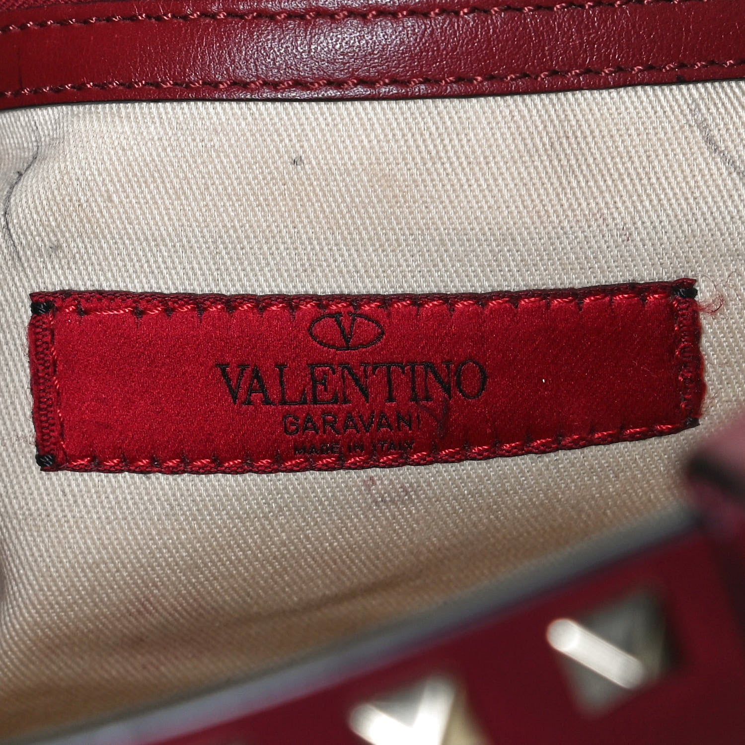 Valentino Garavani Vitello Rockstud Double Handle Cinch Tote Red 6 of 14