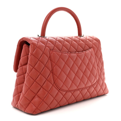 Chanel Caviar Quilted Medium Coco Handle Flap Dark Red 3 of 11
