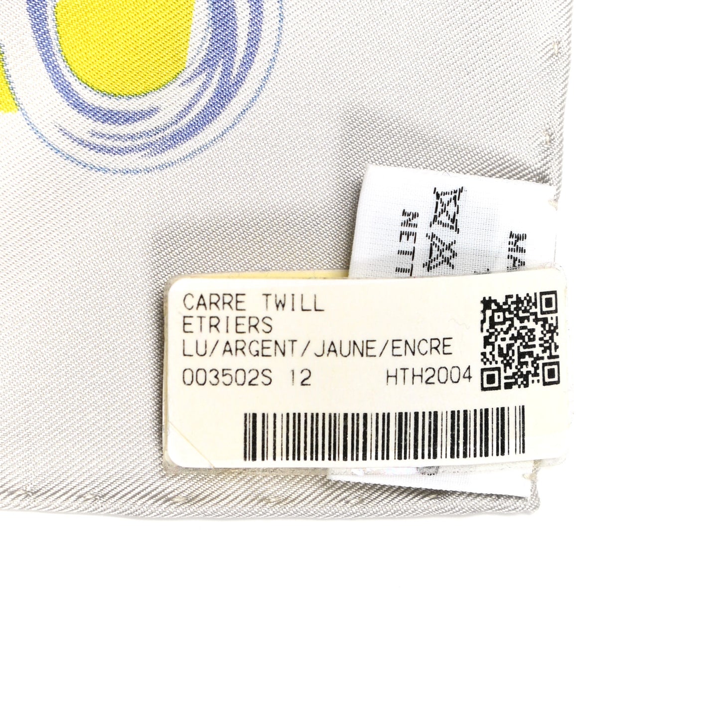 Silk Etriers Scarf 90 Argent Jaune Encre
