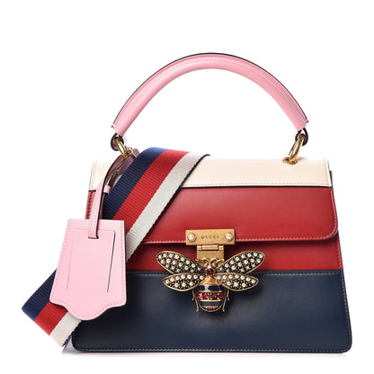 Gucci Calfskin Sylvie Web Small Queen Margaret Top Handle Bag Blue Agata Hibiscus Red Mystic White Sugar Pink 1 of 10
