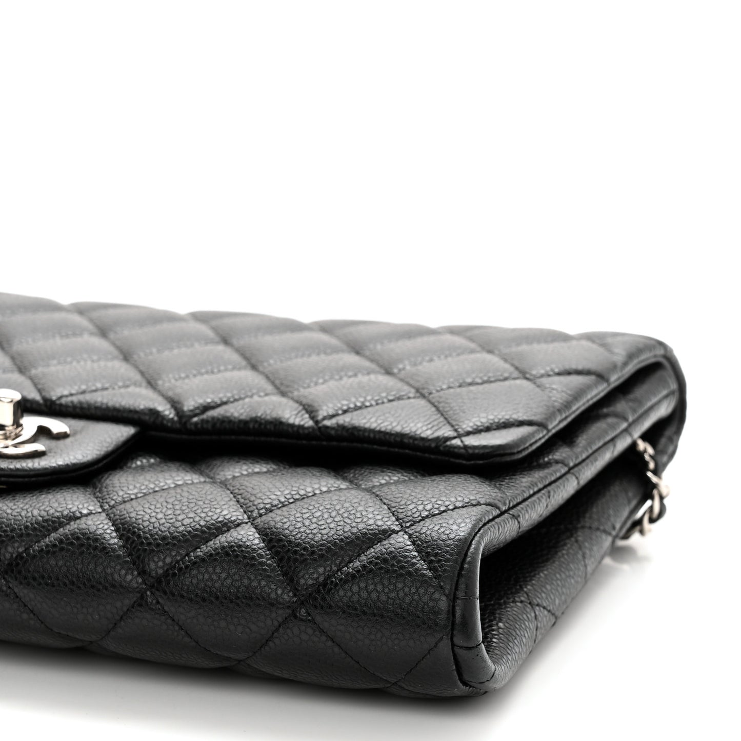 Caviar Quilted Clutch With Chain Flap Black