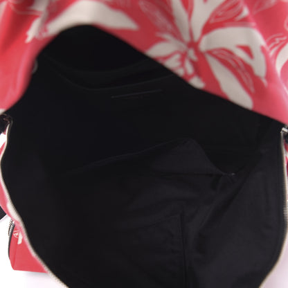 Saint Laurent Canvas Hawaiian Hibiscus Print City Backpack Red Ivory 4 of 8