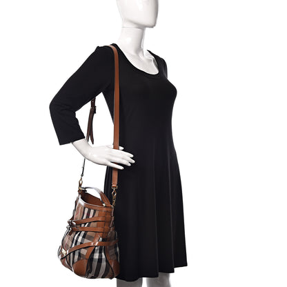 Burberry House Check Bridle Calfskin Small Dutton Hobo Light Tan 2 of 14