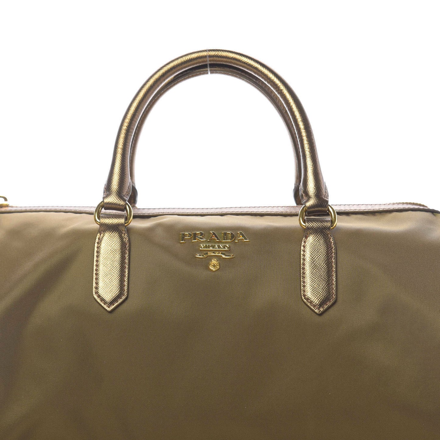Metallic Tessuto Nylon Saffiano Bauletto Gold