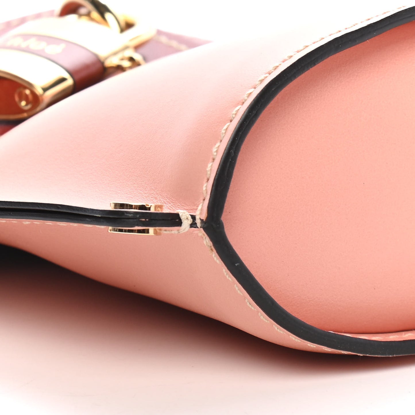 Shiny Calfskin Goatskin Mini Aby Bi-Color Bucket Fallow Pink