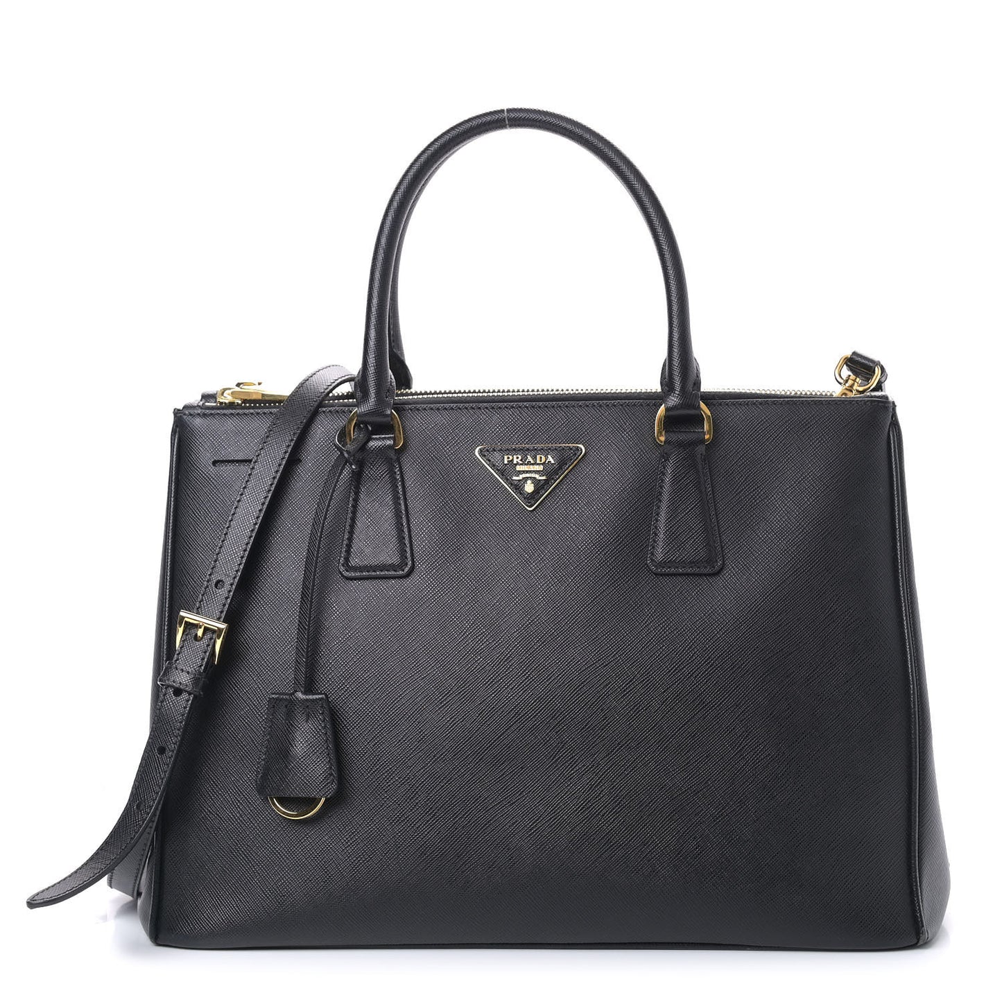 Saffiano Medium Galleria Double Zip Tote Black