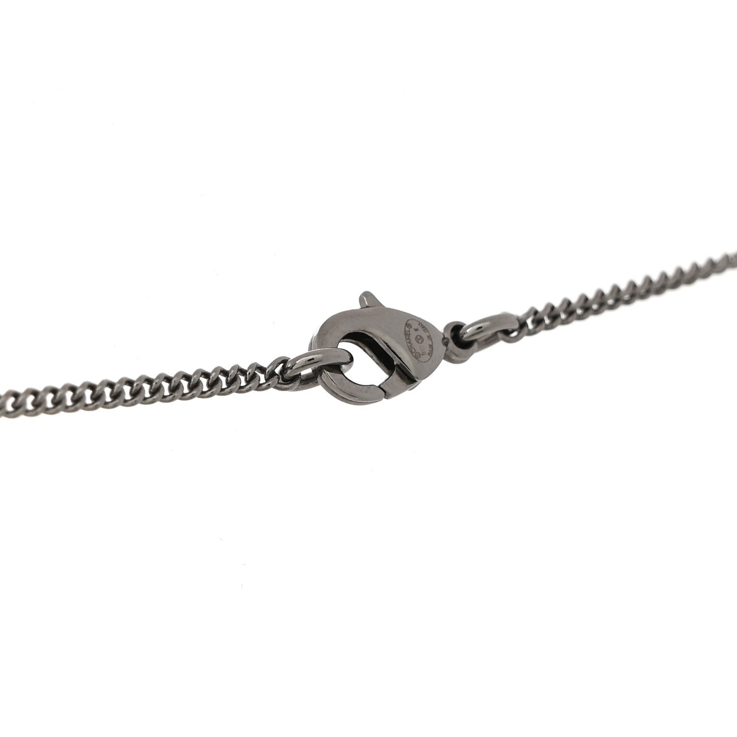 Chanel Crystal Pearl CC Pendant Necklace Silver Grey 4 of 4