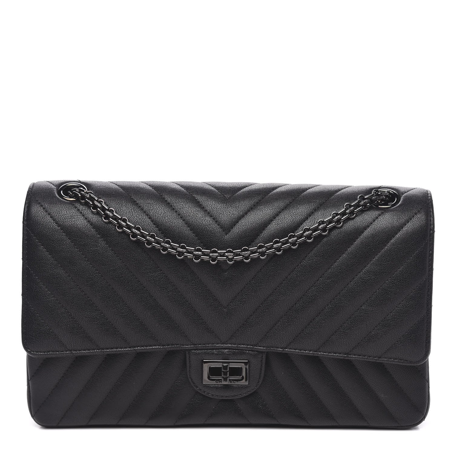 Chanel Sheepskin Chevron Quilted 2.55 Reissue 226 Flap So Black 1 of 14