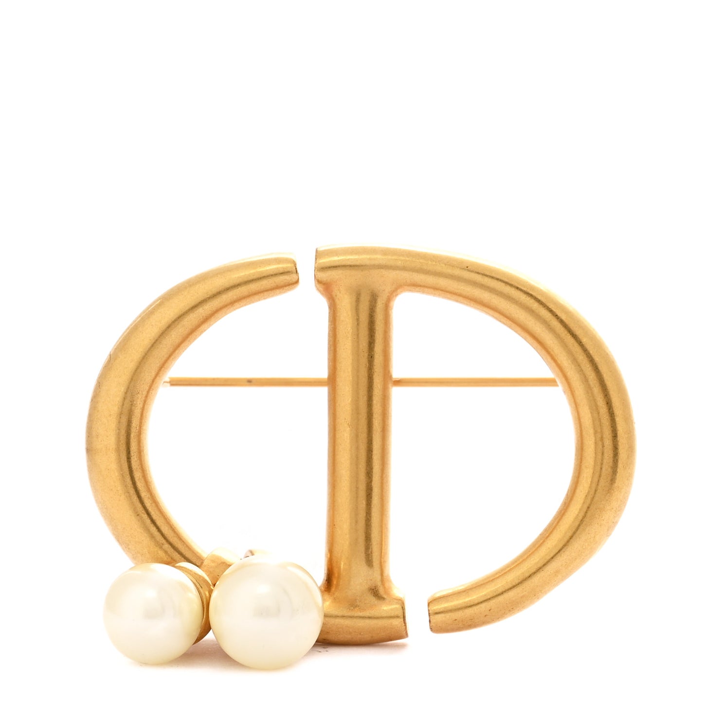 Pearl CD Logo Brooch Gold