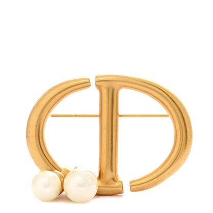 Christian Dior Pearl CD Logo Brooch Gold 1 of 4