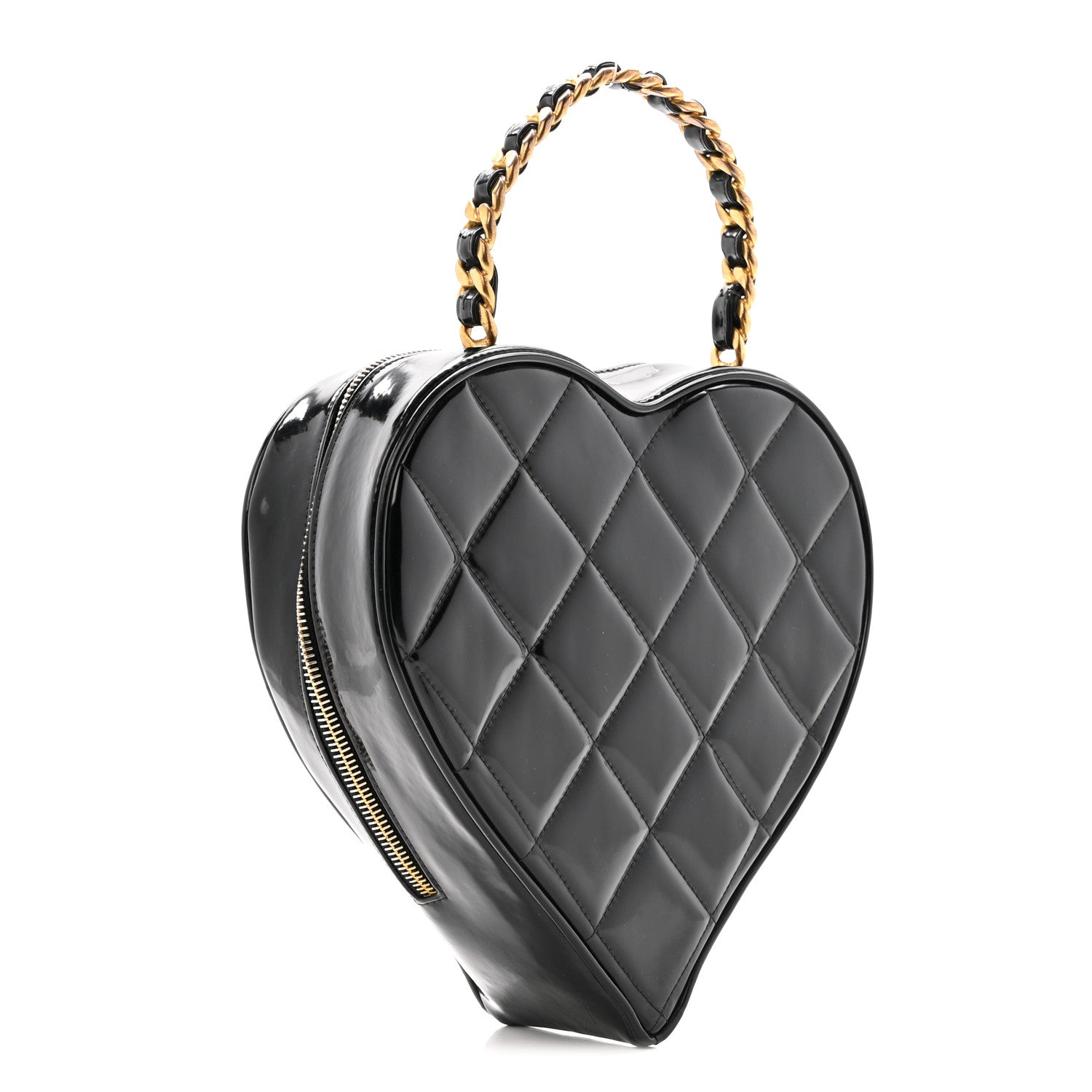 Chanel Patent Quilted CC Barbie Heart Vanity Case Black 3 of 14