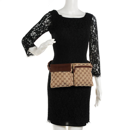 Gucci GG Monogram Web Double Pocket Belt Bag Brown 2 of 8