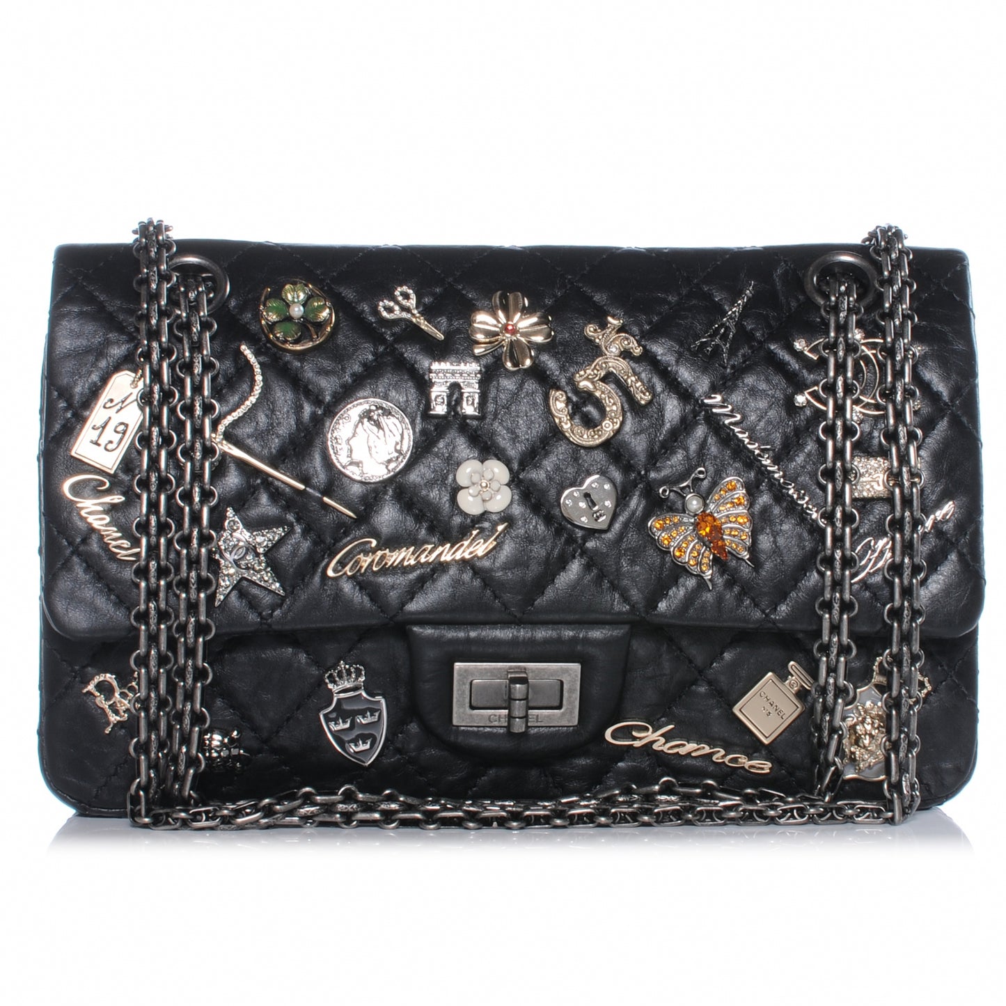 Aged Calfskin Lucky Charms 2.55 Reissue 225 Flap Black