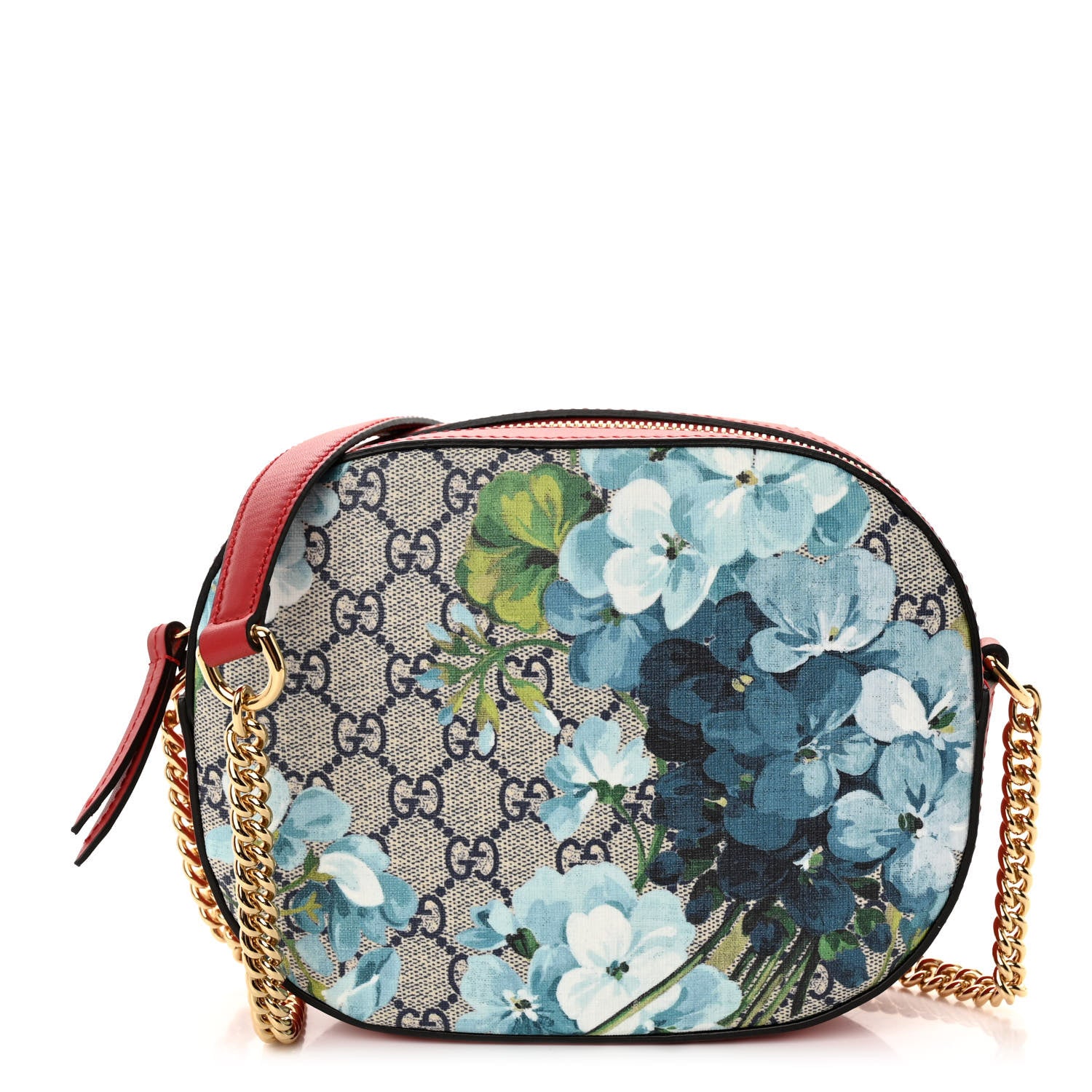 Gucci GG Supreme Monogram Blooms Mini Chain Shoulder Bag Beige Blue Navy Hibiscus Red 1 of 10