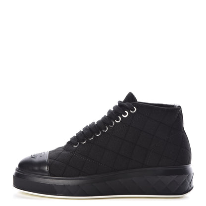 Chanel Fabric Quilted Lambskin Cap Toe Lace Up Sneakers 36 Black 1 of 7