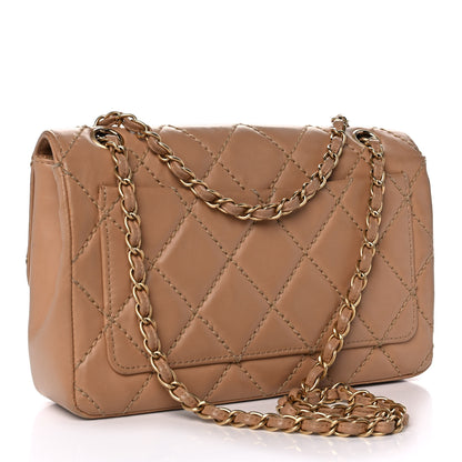 Chanel Calfskin Quilted Contrast Stitch Medium Flap Beige 2 of 9