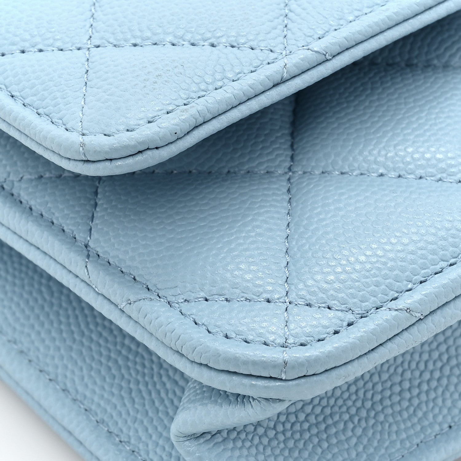 Chanel Caviar Quilted Wallet on Chain WOC Light Blue 12 of 16