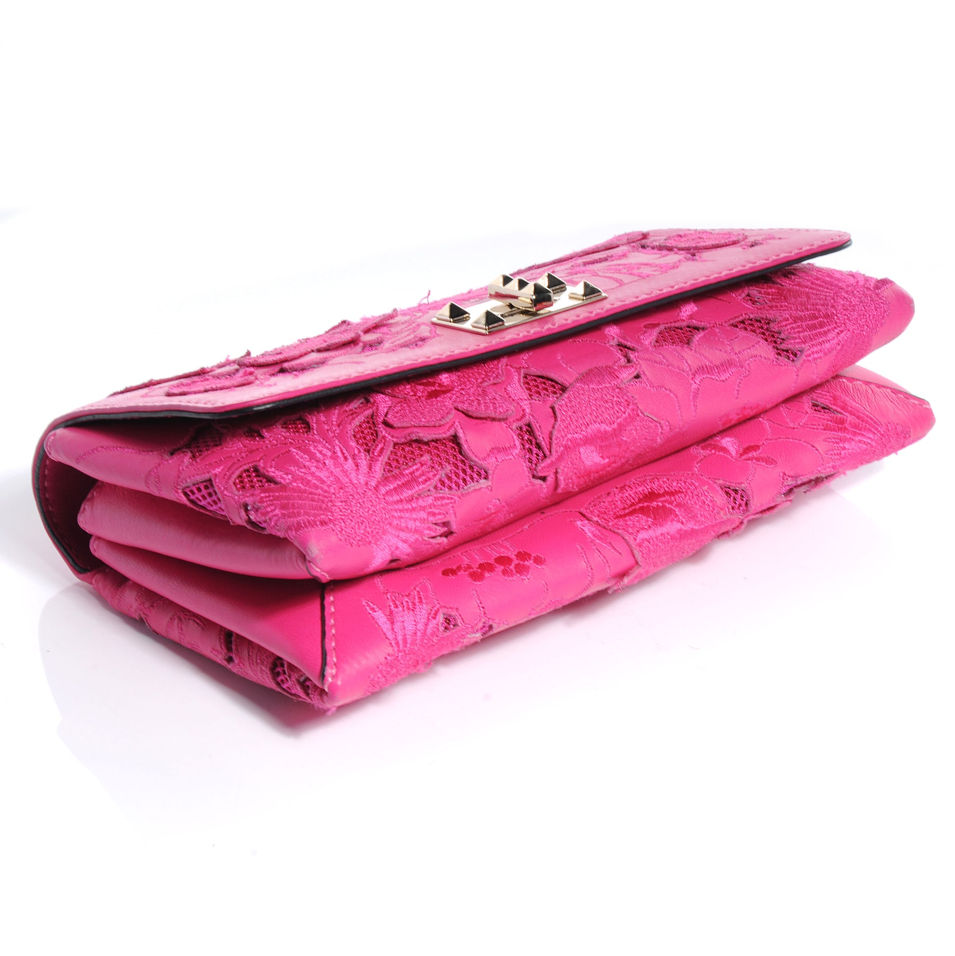 Valentino Garavani Nappa Lace Girello Flap Pop Fuxia 4 of 8