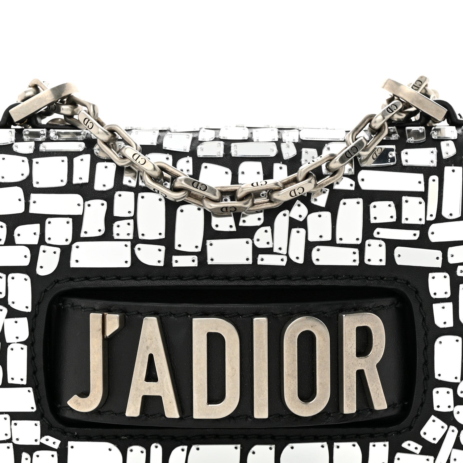 Christian Dior Smooth Calfskin Embroidered Mosaic of Mirrors Mini J'Adior Chain Flap Bag Black 7 of 11