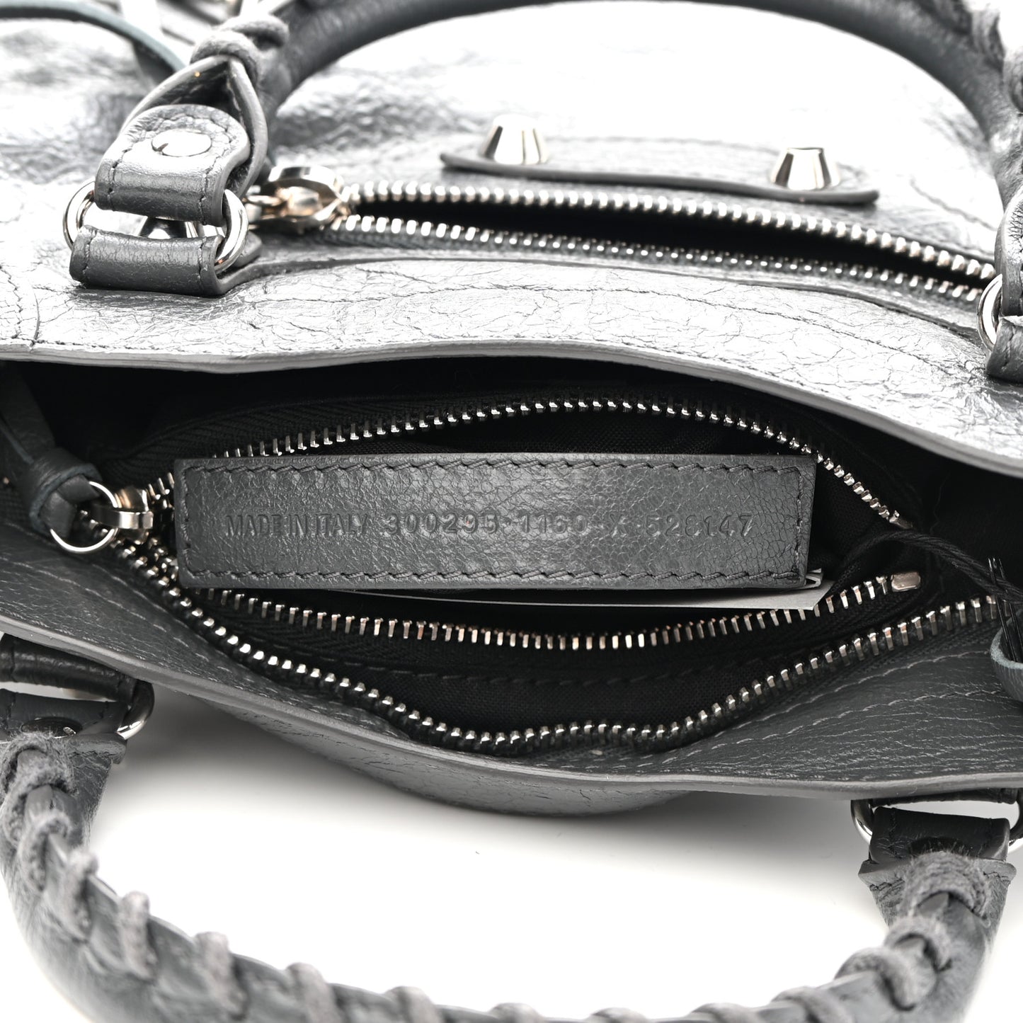 Agneau Classic Silver Hardware Mini City Gris Fossile
