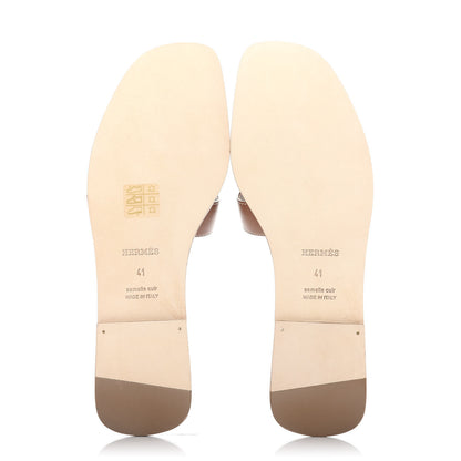 Hermes Box Calfskin Oran Sandals 41 Gold 6 of 10