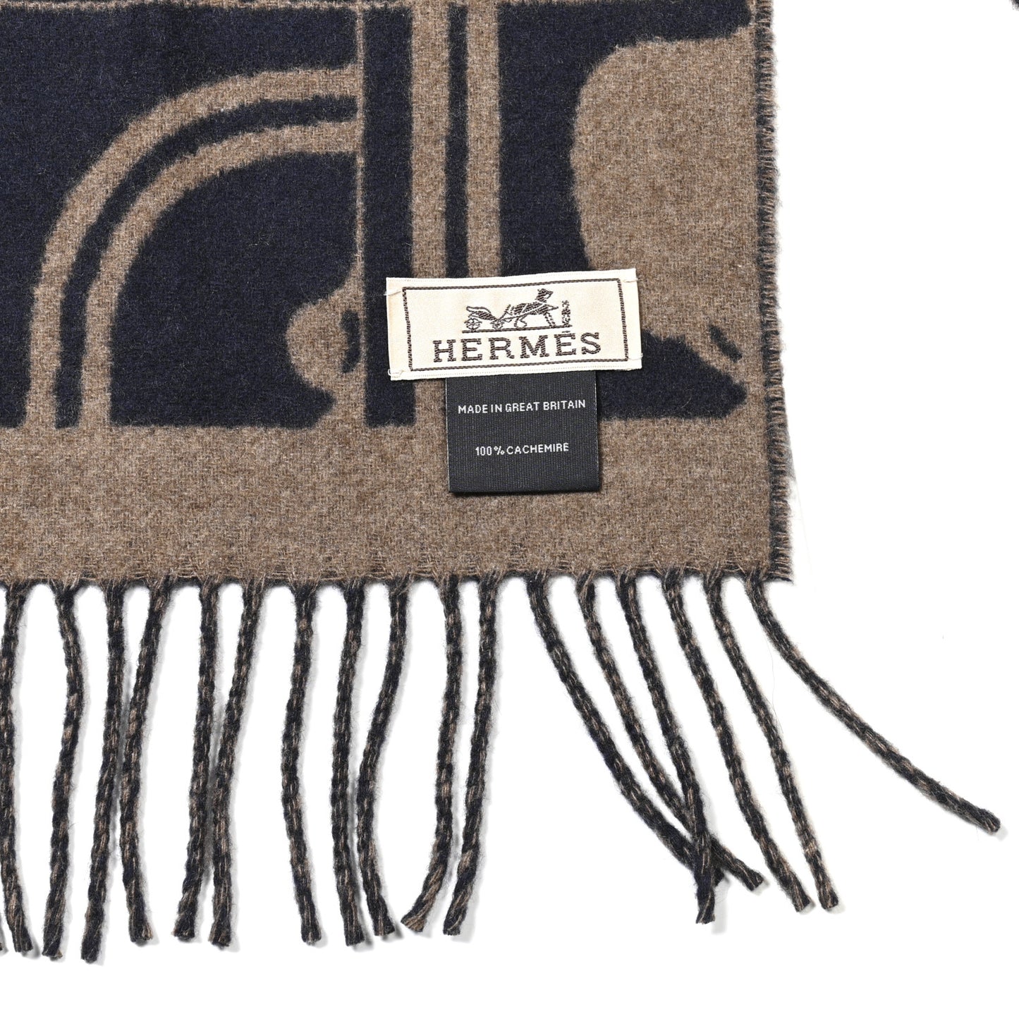 Cashmere Brides de Gala en Desordre Muffler Marine Etoupe