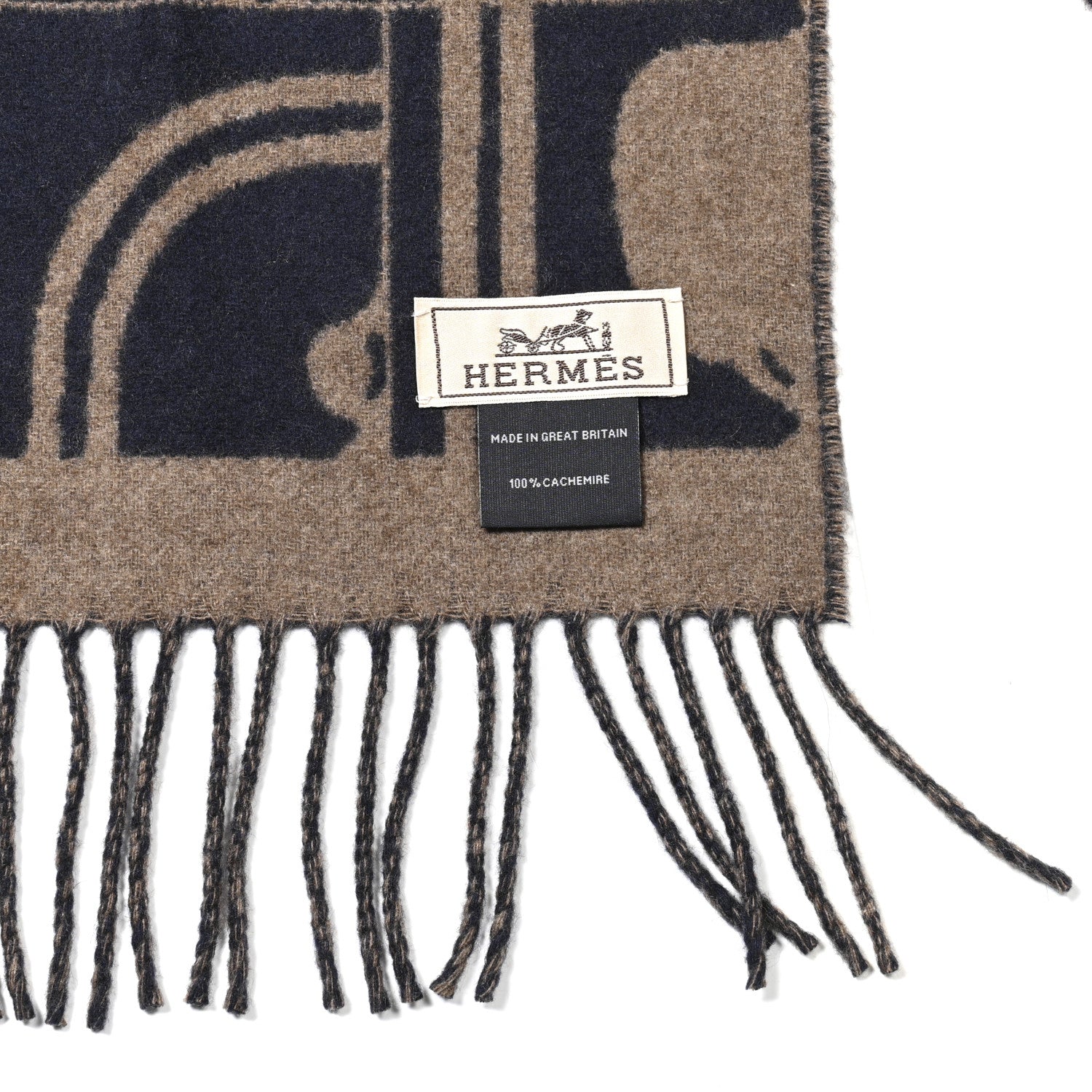 Hermes Cashmere Brides de Gala en Desordre Muffler Marine Etoupe 3 of 3